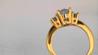 Three Stone Aquamarine Ring In Yellow Gold