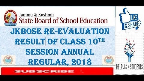 JKBOSE Re-evaluation result of Class 10th Session Annual Regular, 2018