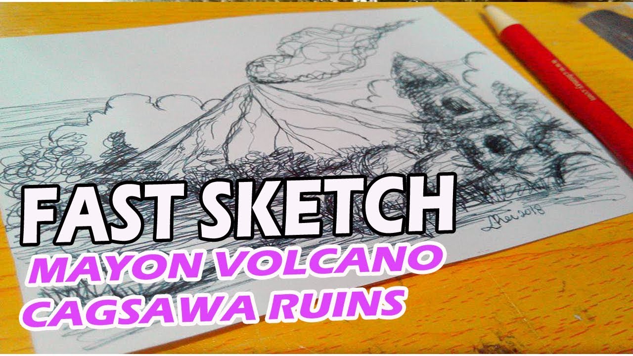 MAYON VOLCANO Cagsawa Ruins Fast Sketch - YouTube