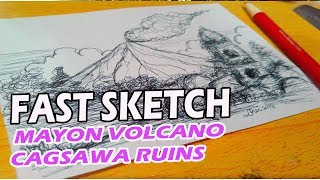 picture Mayon Volcano Sketch mayon volcano cagsawa ruins fast sketch