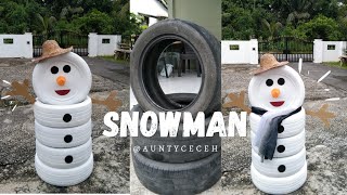 DIY SNOWMAN | CHRISTMAS SNOWMAN FROM TYRES | TYRE CRAFT IDEA