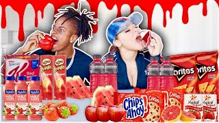 We Only Ate RED FOOD For 24 HOURS!! (IMPOSSIBLE CHALLENGE)
