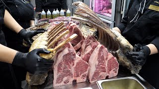 giant tomahawk steak, tbone steak  korean restaurant food