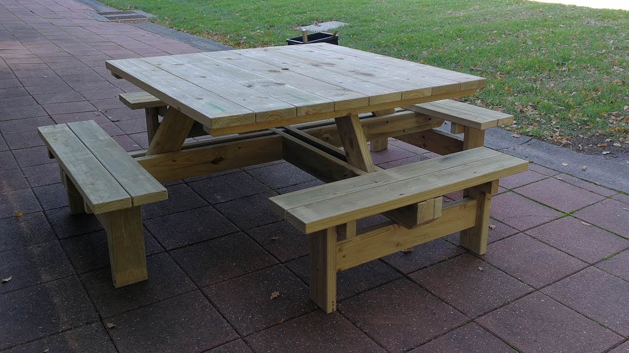 Square Or Round Outdoor Timber Picnic Table Youtube
