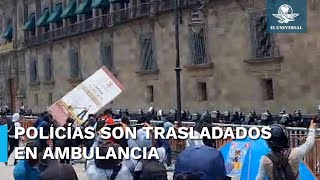 Lanzan normalistas cohetones hacia Palacio Nacional; hay reporte de policías heridos