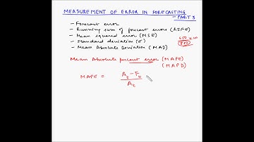 Forecasting - Measurement of Forecasting error - Part 3