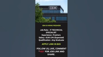 🚨 IBM Jobs 2025 Hiring Freshers FOR IT Technical Specialist.#jobsearch