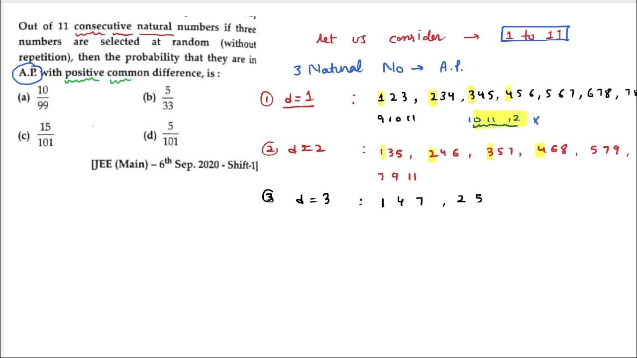 Out of 11 consecutive natural numbers if three numbers are selected at