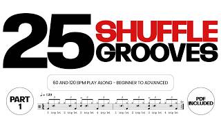 25 SHUFFLE Drum Grooves | Play Along Sheet Music | Beginner to Advanced #1