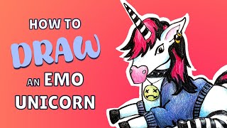 How to Draw a Unicorn, Emo Style! 🦄 | Easy Step-by-Step Drawing Tutorial