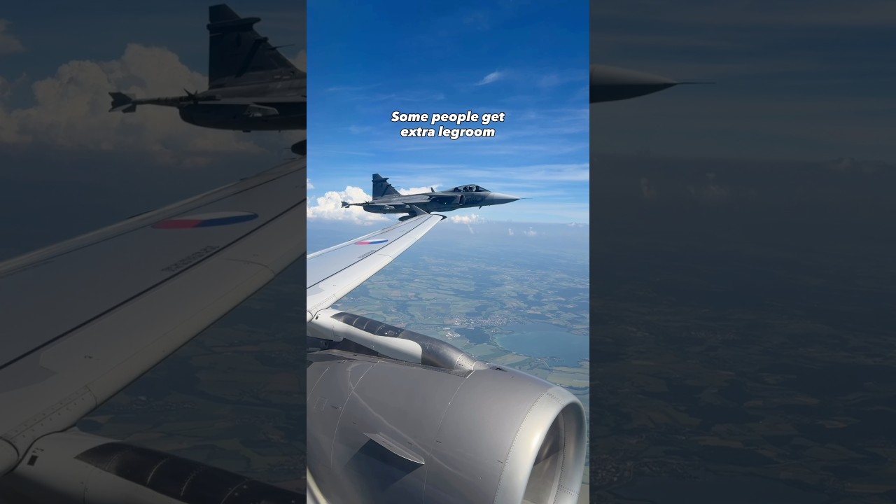 Not exactly what I expected to see out the window#aviation #gripen  #airbus #airforce #formation