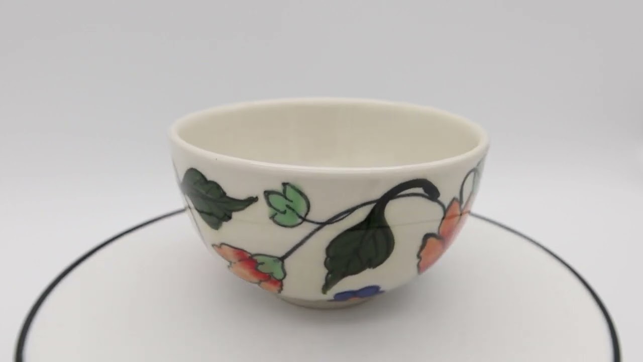 Orange フラワーボウル（バッチャン焼き／ベトナム） - ベトナム食器