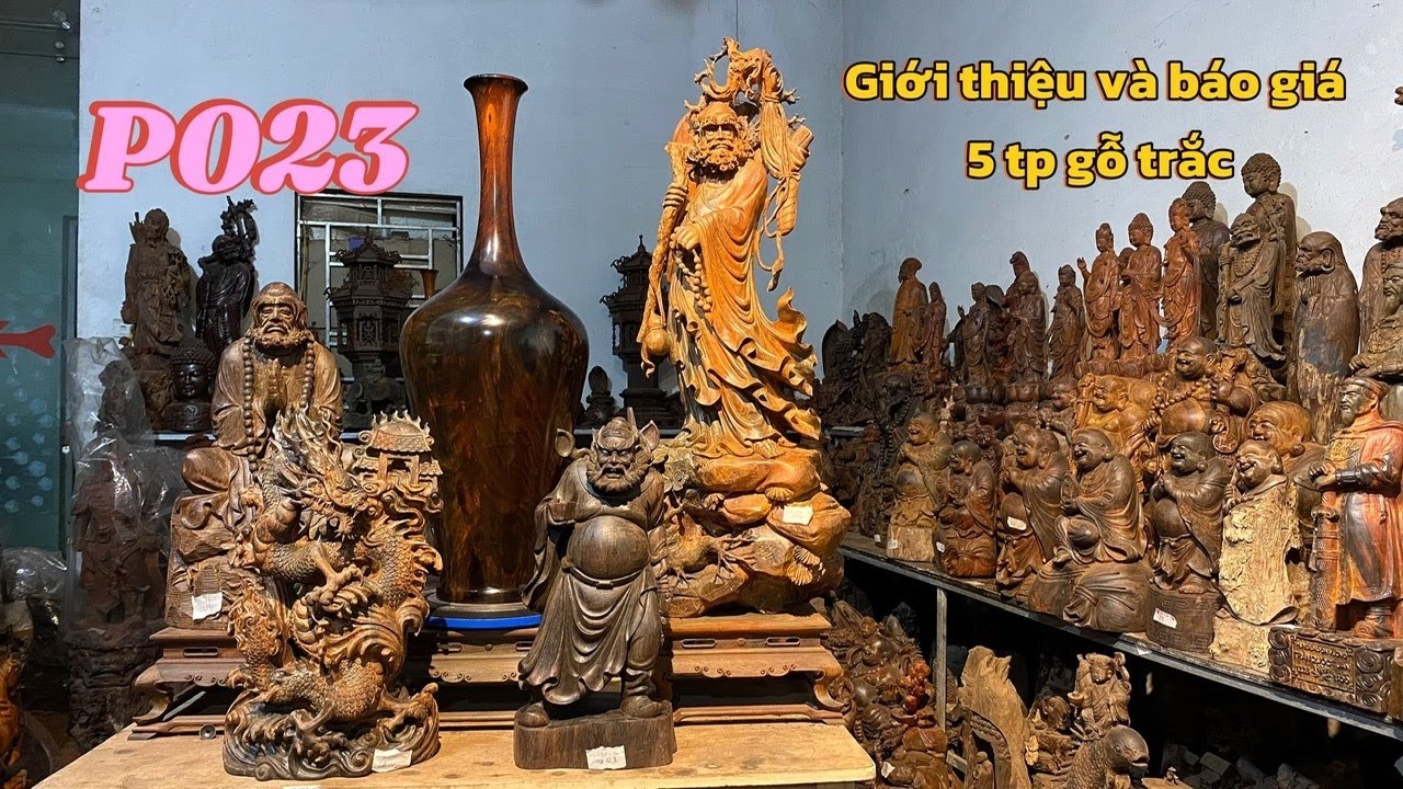 P023-Giới thiệu và báo giá 5 tác phẩm gỗ trắc cũ//  Tượng gỗ trắc Thế Quyết 0396205625