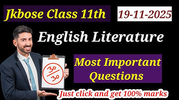Jkbose Class 11th English Literature Important Questions 2025 | Important English Questions Class 11