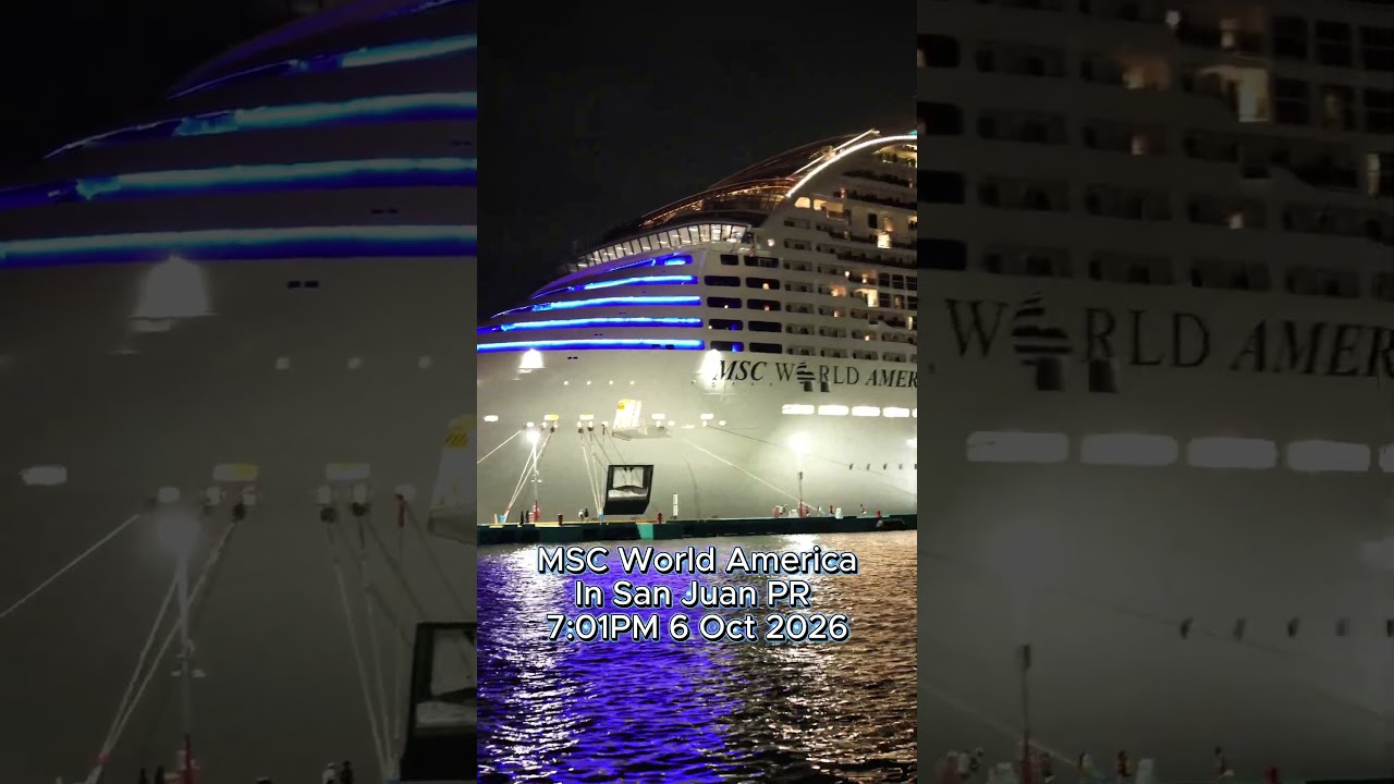 MSC World America at night in PR  #cruiseship #cruisetour #cruise