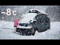 ［大雪の車中泊］−８℃の極寒の地で大雪車中泊...豪雪地帯の洗礼を受けるハイエース旅/snow car camping