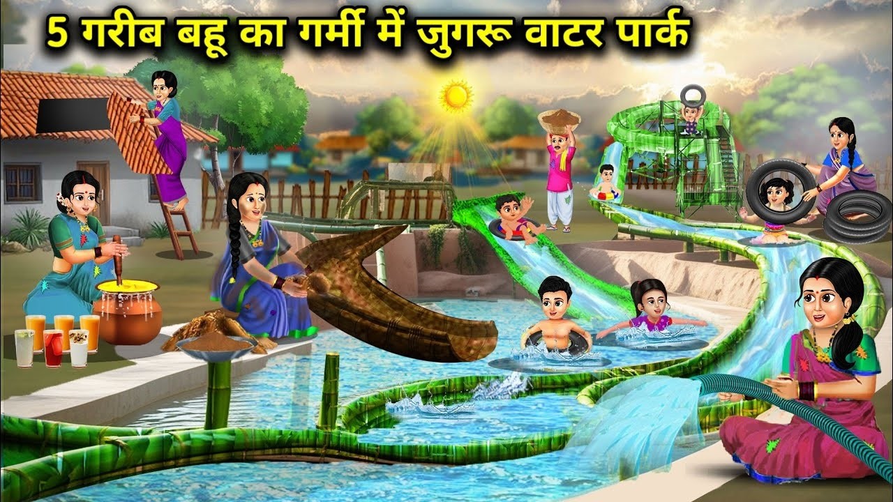 5 गरीब बहू का गर्मी में जुगरू वाटर पार्क || Hindi Cartoon Stories || Saas Bahu Ki Ghar Gharsthi ||