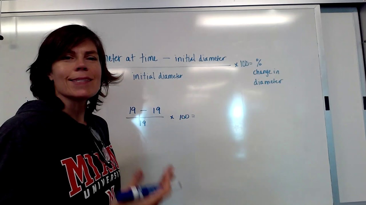 Calculating percent change in diameter