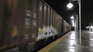 79 MPH Passenger Trains & A Lengthy CSX Transportation Freight Train Under The Night Sky 8-3-19