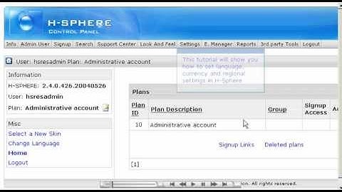 Setting up language,currency & regional settings in H-Sphere - Reseller Guide - Host Department LLC