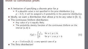 [Bayesian inference for a proportion] Continuous priors - Beta distribution (part 1)