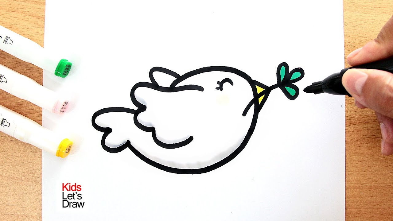 Cómo dibujar una PALOMA DE LA PAZ para niños YouTube