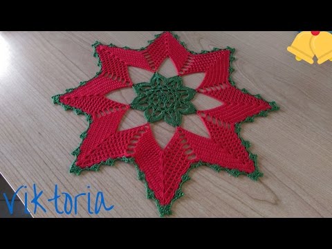 Stella Di Natale Uncinetto Youtube.Tutorial Parte2 Centrino Natalizio All Uncinetto Stella Di Natale Youtube