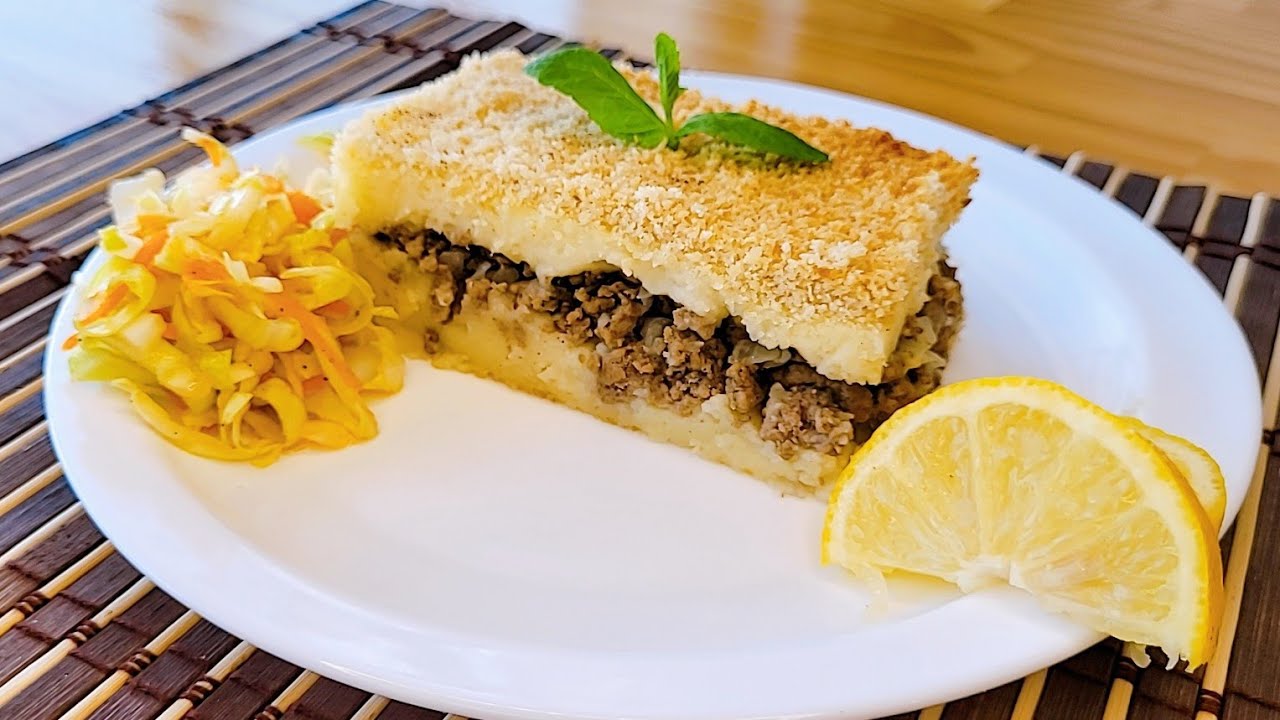 طريقة عمل أطيب صينية بطاطا سوفليه بحشوة اللحمة😋😍👌