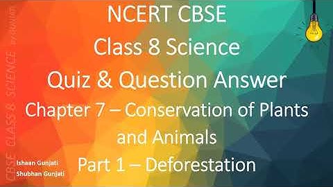 NCERT CBSE Class 8 Science: Chapter 7 Part 1 Conservation of Plants & Animals - Quiz/Question Answer