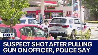 Domestic violence suspect shot after pulling gun on officer, DC police say