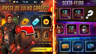 EVENTO DAS CAMISAS DE TIMES NA SEXTA, NOVO PASSE DE ELITE DE JULHO COMPLETO E MUITO MAIS - FREE FIRE