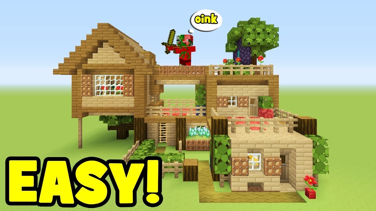 Minecraft Tutorial: How To Make A Wooden Survival house #1 (everything you need to survive)