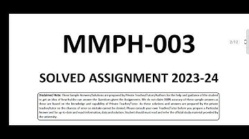 MMPH 3 SOLVED ASSIGNMENT 2023-24 / IGNOU MMPH 3 SOLVED ASSIGNMENT 2023-24 / PDF WTSP 8228091239
