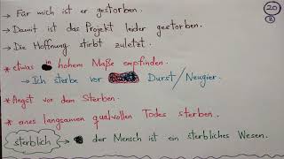 (17) sterben, stimmen/ deutsche Verben/ Sätze mit Präpositionen/deutsche Sprache lernen.