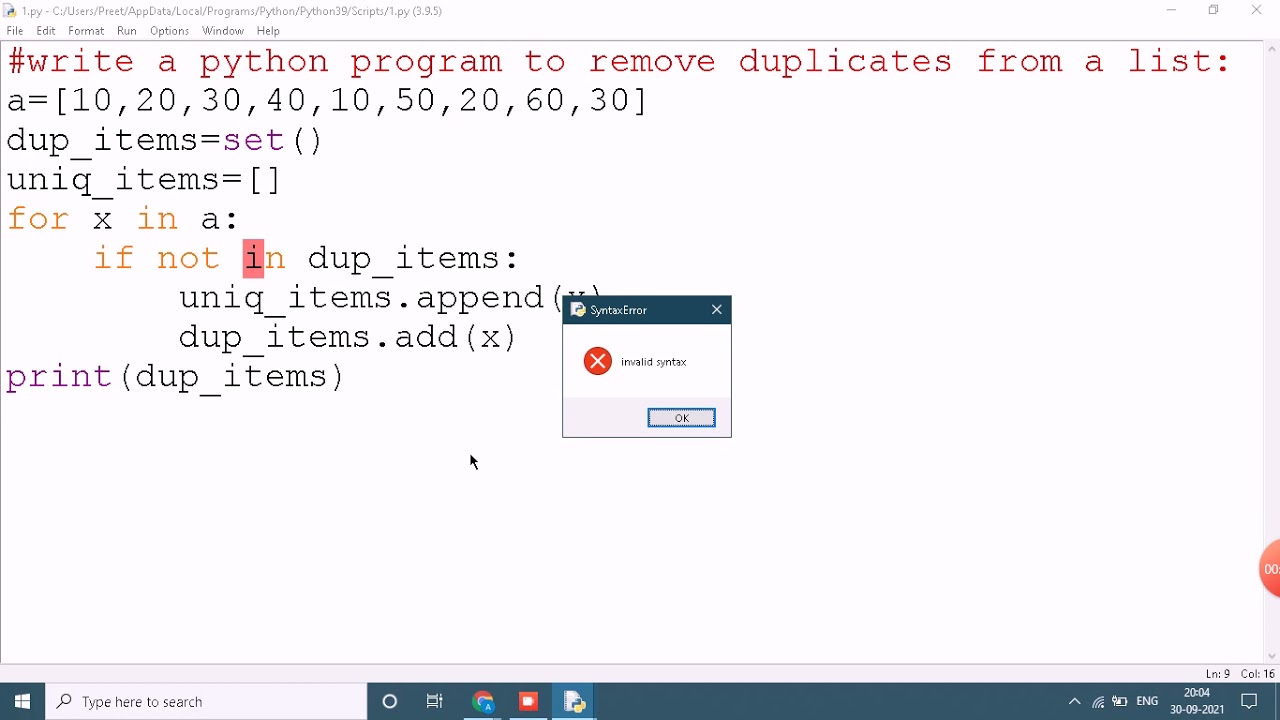 remove duplicates from list python assignment expert