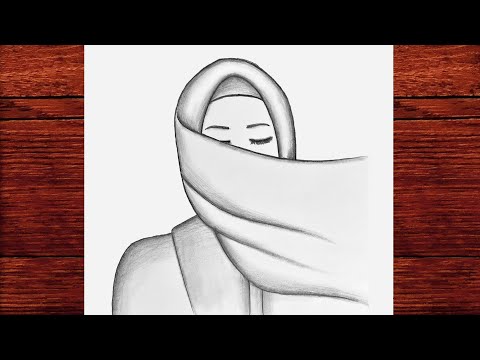 Tesettürlü Bir Kız Nasıl Çizilir - How to draw a Girl with Hijab - Drawing Muslim Girl Step by Step