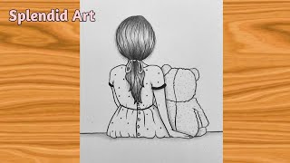 Girl drawing with teddy bear | como dibujar | New drawing