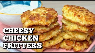 CHEESY CHICKEN FRITTERS | HUNGRY MOM COOKING