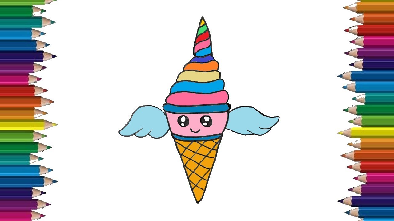 How To Draw A Unicornio Ice Cream Cute And Easy Ice Cream Drawing Step By Step