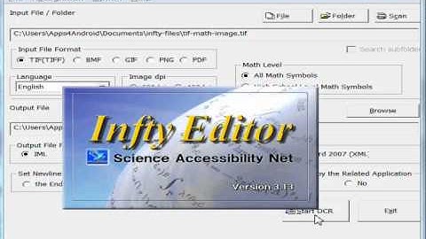 InftyReader Automatically Converting a TIF Math Image to LaTeX