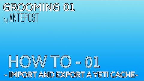 GROOMING 01 How To - 01: Import and Export a Yeti Cache