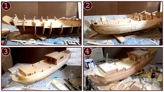 How to make wooden ship model  طريقة صنع قارب خشبي مصغر