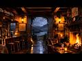 Scottish Highlands Pub Ambience | Cozy Celtic Tavern Fireplace &amp; Rain Sounds