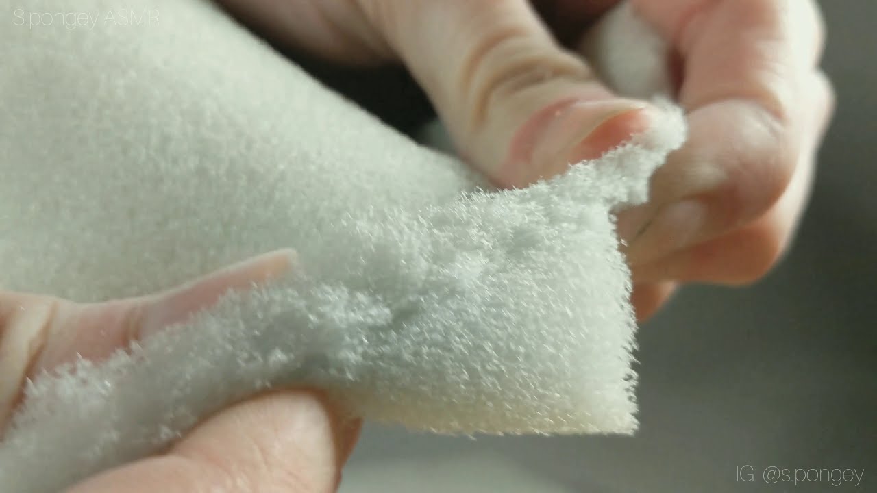 ASMR Sponge 🧽 Dry Slicing, Separating, and Ripping Big [Slightly] Bleached Foam