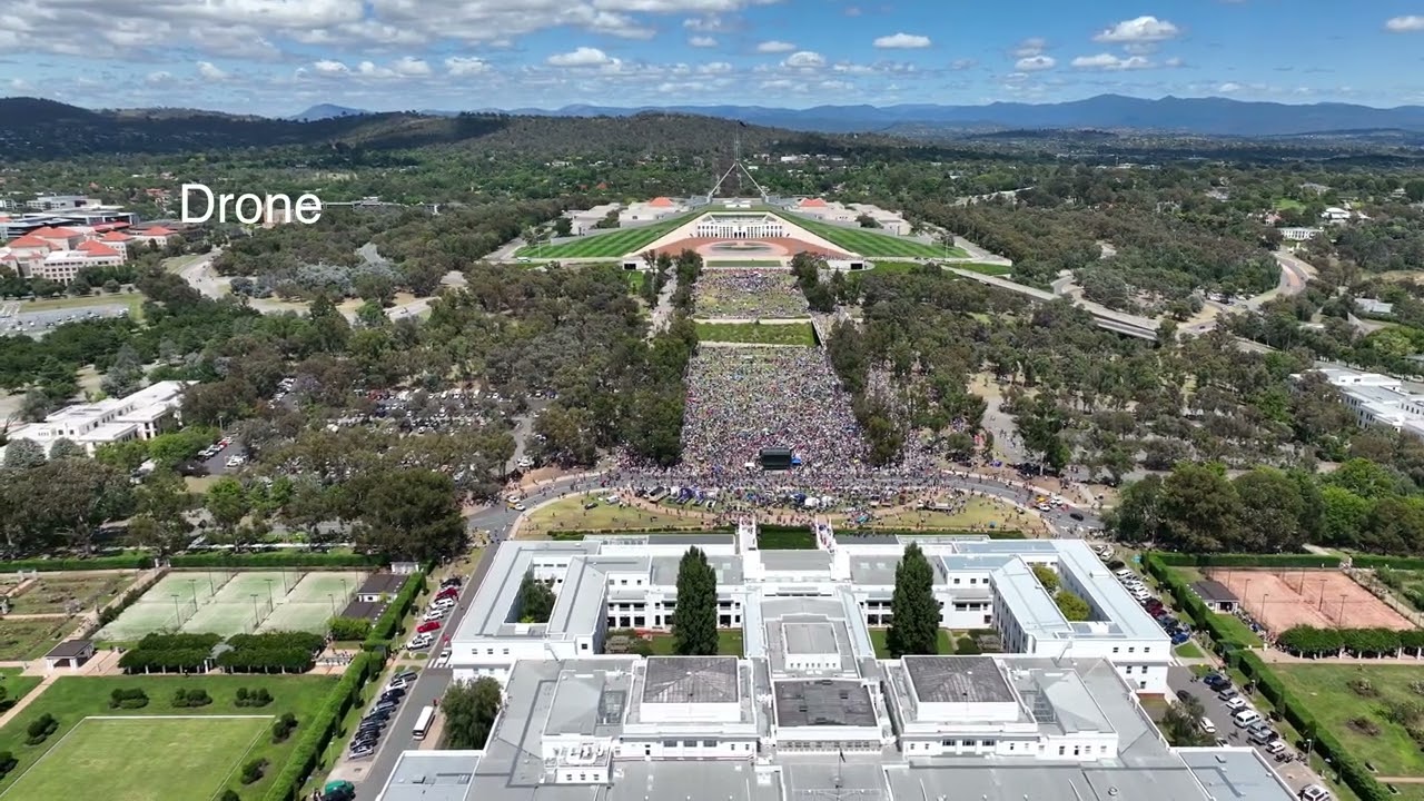Canberra convoy March to Parliament protest 2022 Victoria by Drone Part 2
