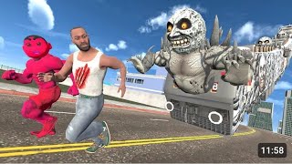 GIANT MONSTER LONGEST GHOST MOON MONSTER TRAIN ATTACK ON FRANKLIN IN INDIAN BIKE DRIVING 3D