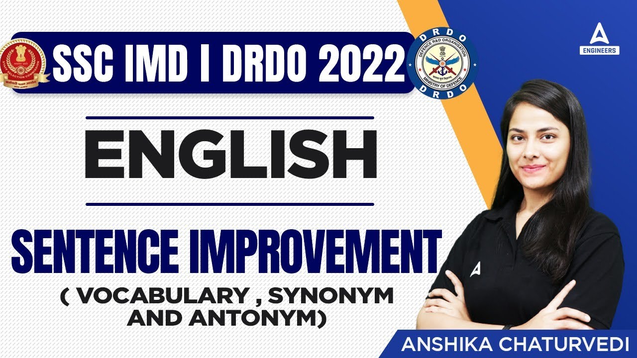 SSC IMD/DRDO 2022 | SSC IMD English Classes | SENTENCE IMPROVEMENT | by Anshika Chaturvedi