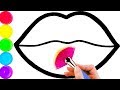 Glitter Toy Lips with Makeup Set Tools coloring and drawing for Kids, Toddlers Кис Кис