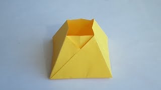 картинка: оригами коробочка чернильница из бумаги // origami inkwell made of paper