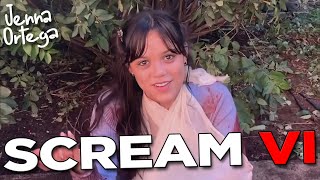 Jenna Ortega with the cast of SCREAM 6 backstage